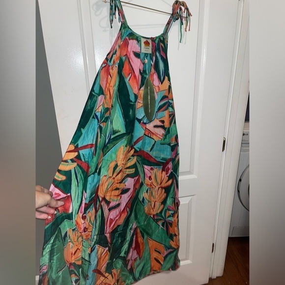 New! Farm Rio Multicolor Banana Foliage Midi Dress 🍃🌺 XS NWT! - Picture 9 of 16